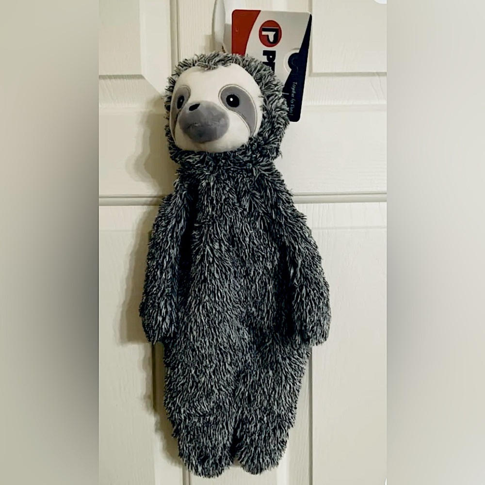 Petlou Dog Toy Stuffingless Floppy Plush Oversized Sloth Squeaky Crinkle Paper